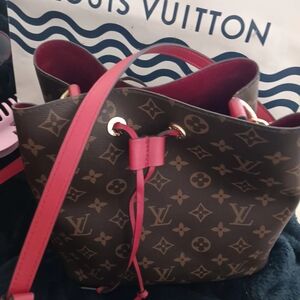 Louis Vuitton Brown and Red Shoulder Bag with Monogram Canvas POPPY NEO RED/ORAN